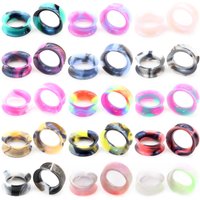 2pcs Multi-color Hollow Silicone Flexible Flared Flesh Ear Plugs Tunnel Expandar Stretcher Gauge Earrings Piercing Body Jewelry