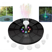 Solar Floating Fountain Water Pump with color LED Lights for Bird Bath 3W 1600mAh Battery for Garden/Pond/ Pool/Fish Tank Decor