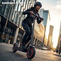 SUNNIGOO N7MAX Elektroroller für Erwachsene, 500W Leistungsstarker Motor, 36V 12,5Ah Lithium-Akku, 35km/h Höchstgeschwindigkeit, Vordere Stoßdämpfung, Hintere Scheibenbremse, IP56 Wasserdicht,