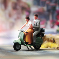 AliExpress MAK Painted Miniatures 1/64 1/43 1/87 Couples Riding Electric Bike Female Male Scene Figure Dolls Unpainted Model For Cars Vehicles