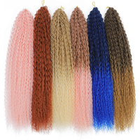 Kinky Curly Afro Curls Crochet Hair Braiding Hair Extensions Synthetic African Braided Hair For Braids Soft Ombre Pink Black
