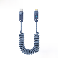 Toocki USB C Cable to iP Cable for iPhone 14 13 12 LED In-car Spring-Braided PD 20W Fast Charging iP Data Cord for Tablet iPad