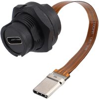 CAZN Waterproof IP67 IP68 Type C Female to Male PFC Flat Cable 3.1 Speed Bayonet-type Type-C 3.1 10GB