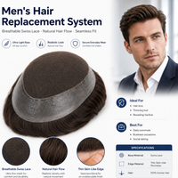 Australisches Lace Skin Haarsystem für Männer, Echthaar-Toupet mit PU-Umrandung, Atmungsaktiv, Natürlicher Haaransatz, Haarersatzsystem