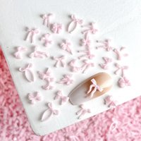 30PCS Multiple Style Pink Series Bows Resin Nail Charms 3D Minimalist Creative Ribbon Bowknots Ties Nail Art Decorations for DIY
