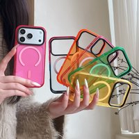 Simple Fashion crystal clear solid color for magsafe phone case for iPhone16 17ProMax14 15Pro fundas shockproof protective case