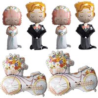 AliExpress YSOIHF Bridal Shower Groom and Bride Balloon Flower Bicycle Shape Foil Balloon Engagement Party Supplies Wedding Anniversary Decoration