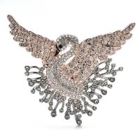 Wuli&baby Flying Shinning Swan Brooches For Women Lady Rhinestone Elegant Bird Party Office Brooch Pins Gifts