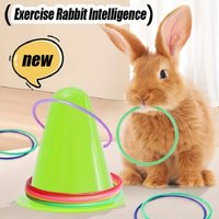 Interactive Rabbit Ring Toss Toy Ice Cream Cone Stump Design Boredom Relief Chew Play for Small Pets
