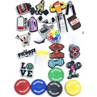 1-27PCS Fitness Love Gym Life PVC Sandal Shoe Decoration Buckle Charms Fit Wristbands Hole Slipper Accessories Women Xmas Gift