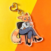 The Bad Guys Diane Foxington Acrylic Keychain Cute Chibi Fox Governor Charm Pendant Cartoon Movie Merch Gift for Fans