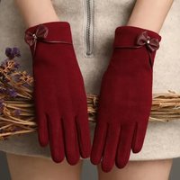 AliExpress NONE New Women Keep Warm Touch Screen Plus Velvet Inside Thicken Windproof Cycling Cute Lovely Bowknot Elegant Elasticity Soft Gloves