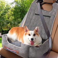 Dog Car Seat Protector Travel Anti-Slip Pet Booster Seat with Storage Pockets and Safety Leash Car Carrier Bed Hold 14kg