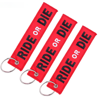 3PCS RIDE OR DIE Keychain for Motorcycle Fashion Key Rings Embroidery Key Tag llavero Car Parts and Accessories Wholesale Tags
