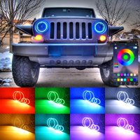 For Jeep Wrangler JK 2007 2008 2009 2010 2011 2012 - 2015 2016 2017 Bluetooth App Multi Color RGB LED Angel Eyes Kit Halo Rings