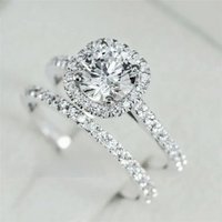 CC 2pcs Bridal Sets Rings For Women 2 Carat White Cubic Zirconia Stone Wedding Engagement Jewelry Fashion Accessories CC2384