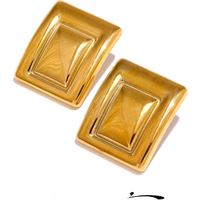 Yhpup 316L Fashion Stainless Steel Square Waterproof Stud Earrings for Women Individualistic Metal Texture Attractive Jewelry