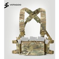 VOTAGOO Tactical Chest Rig with Triple 5.56/7.62 Mag Pouch X-Harness Adjustable Detachable for Shooting Hunting