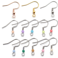 50pcs/100pcs Stainless Steel Earrings Hooks for DIY Jewelry Making Gold Color Colorful Beads Hook Earwire Components Wholesale