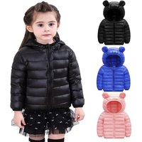 Kids Girls Hooded Lightweight Down Jackets Boys Baby Cute Ears Coats Autumn Winter Warm Zipper Outerwear Children Casual Clothes
