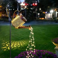 Solar Watering Can Light,Fairy Lights Outdoor,Hanging Solar Powered Lantern Garden Art Light Decor Metal Waterfall String Lights