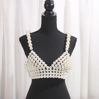Fashion sexy pearl camisole vest inside wear outside with bead chain female assembly accessories