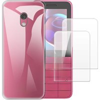 Soft Case + 2 Pack Tempered Glass Screen Protectors for Nokia 225 4G 2024 Full-Body Protection, Shockproof