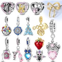 Original Charms Beads Pendants 925 Sterling Silver Crown Strawberry Perfume Gold Bow Charm Fit Bracelet Necklace Women Jewelry
