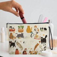 Cartoon Cute Cat Women Makeup Bag Multi-functional Storage Pouch Cosmetic Zipper Wash Bag Travel Simple Portable Make Up Bag