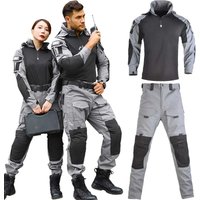 Tactical Suits Climbing US Camo Suits +pads Pants Uniform Men Hooded Combat Shirt Cargo Tactics Hiking Paintball Clothing