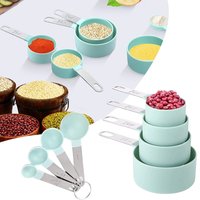 8PCS Measuring Cup Measuring Spoon Set with Stainless Steel Handle and Scale for Measuring Grain and Dessert Materials