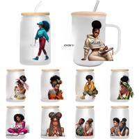 Christian Quotes Afro Pray Girl UV DTF Transfer Stickers Decals Ready To Apply Waterproof For 16OZ Libbey Glass Can Cups Tumbler