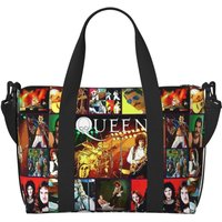 Custom Freddie Mercury Queen Band Tote Bag Women Large Capacity Beach Gym Shoulder Travel Bag
