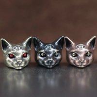Three Eyed Egyptian Cat Brass Knife Beads EDC DIY Paracord Woven Bracelets Lanyard Pendants Accessories Outdoor Tool Hangings