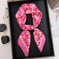 Imitation Silk LOVE Print Square Scarf For Women, Spring Bandana Breathable Scarf,Hair Band,Head Band For Dressing Up Your Look