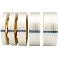 25m Striped Fiber Tape Transparent Single Side Adhesive Fiberglass Tape Insulation Wrap for Lithium Battery Pack Packaging Fixed