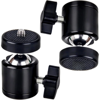 1/4 Hot Shoe Tripod Mount Action Camera Head Ball Adapter Cradle Ball Head Lock LED Light Flash Bracket Holder DSLR DV Cameras