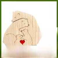 Bear Family Custom Name Puzzle Ornaments DIY Wood mom puzzle piece gift Free Engraving Customized Mothers Day gifts Figurines