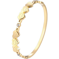 Beautiful Crystal And 6 Forever Love Small Peach Heart Bracelets & Bangle Stainless Steel Brand Jewelry Woman Bangle Wholesale