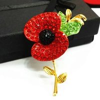 Hot selling UK World War II Commemorative Gift Red Poppy Flower brooch Quality Assurance B728