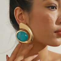 Metal Green Spiral Geometric Dangle Earrings for Women New Trend Classic Design Jewelry Party Accessories