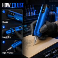 Wireless Tattoo Pen Machine SIKKUE 2000mAh Battery Adjustable Stroke PMU Body ArtPermanent Makeup Beginner Kit Power Supply