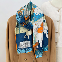 160x33CM Luxury Winter Silk Cashmere Scarf Women Animals Park Manual Hand Rolled Shawl Warm Long Scarves Wraps Pashmina Bandana