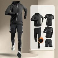 AliExpress kizarco Winter Men's Outdoor Running Sets 2-5 PCS Fitness Morning Jogging Sports Quick-Dry Windproof Cycling Training Joggers Tracksuit