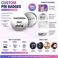 Custom Your Own Logo Pins Personalize Tinplate Brooches DIY Photo Pictures Lapel Badges Customize Gifts for Party favors