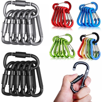 6pcs Backpack Carabiner Keychain Outdoor Camping Hiking Aluminum Alloy D-ring Snap Clip Lock Buckle Hook Climbing Tools