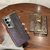 Electroplated Transparent Mechanical Pattern Folding Hinge Case For Honor Magic V2 With Tempered Film Cover For Magic V2 RSR