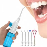 80ML/110ML Water Flosser Hand-Powered Oral Irrigator Water Flosser Nozzles and Tongue Scraper Kit for Teeth Braces
