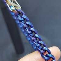 Summer Mens Womens 7.0MM Wide 60 Cm Length Hip Hop Unique Flame-blue Titanium Necklace Genue Titanium Chain