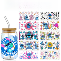 Disney Stitch 16oz UV DTF Cup Wrap Cartoon Transfers Libbey Wrap Tumbler DIY Logo Sticker Glass Can Selfadhesive Waterproof